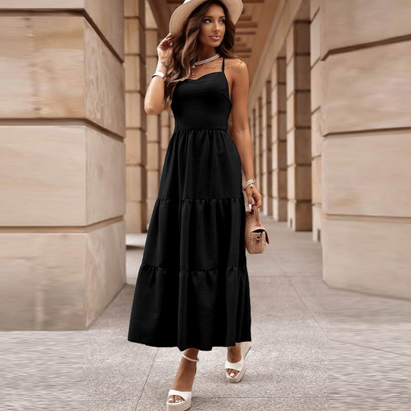 New Solid Color Suspender Dress For Women - Faslan Fashion Shop