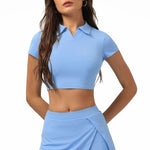 Lapel Short Sleeve Quick-drying Sunscreen Tennis Yoga Clothing Top
