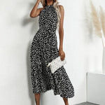 Floral Halter Strap Large Swing Dress Women's Clothing - Faslan Fashion Shop