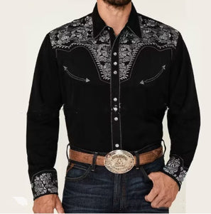 Retro Cardigan Lapel Men's Casual Printed Shirt