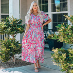 Summer New Short Sleeve V-neck Pullover Floral Skirt Women - Faslan Fashion Shop