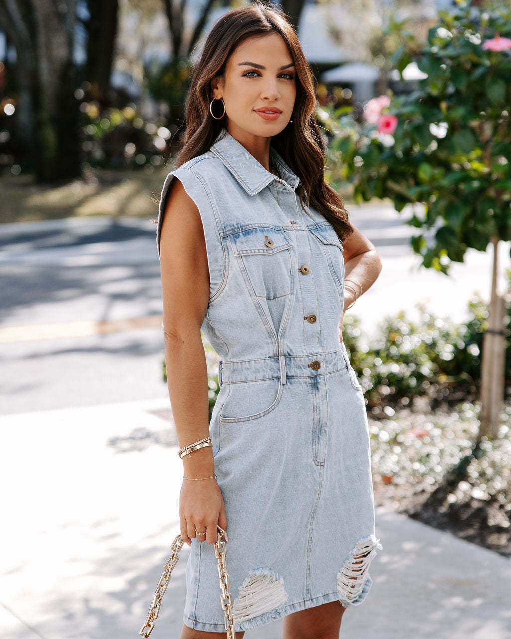 Denim Solid Color Midi Dress Cotton Temperament Commute Dress - Faslan Fashion Shop