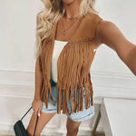 Women's Western Cowboy Style Tassel Casual Solid Color Jacket - Faslan Fashion Shop
