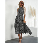 Floral Halter Strap Large Swing Dress Women's Clothing - Faslan Fashion Shop