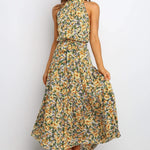 Floral Halter Strap Large Swing Dress Women's Clothing - Faslan Fashion Shop