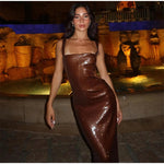 Personality Street Sequined Square Collar Sling Party Dress - Faslan Fashion Shop
