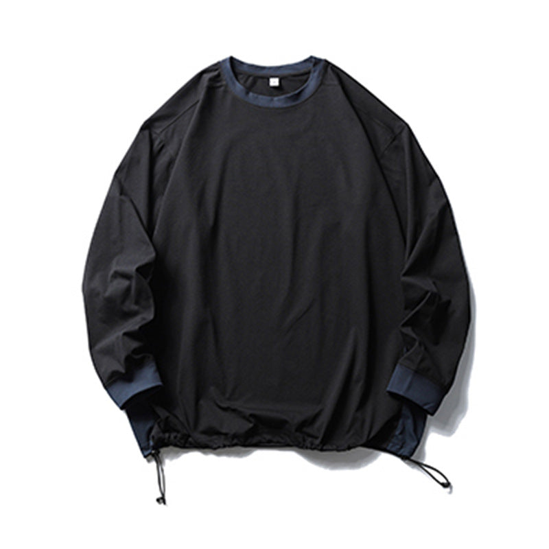 American-style Sports Loose Breathable Quick-drying Sun Protection Drawstring At Hem Round Neck Top For Men - Faslan Fashion Shop