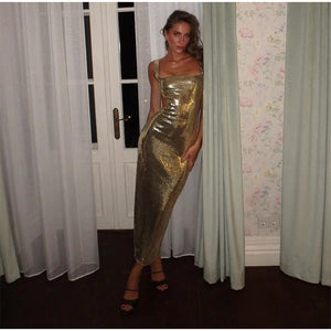 Personality Street Sequined Square Collar Sling Party Dress - Faslan Fashion Shop