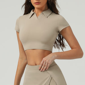 Lapel Short Sleeve Quick-drying Sunscreen Tennis Yoga Clothing Top