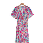 Summer New Short Sleeve V-neck Pullover Floral Skirt Women - Faslan Fashion Shop